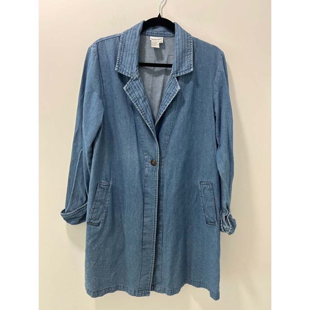 Newport News Vintage Denim Chore Coat Medium Wash Cotton Jacket Size 6 J1881